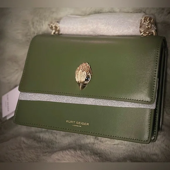 Kurt Geiger -NWT- Green Leather Shoreditch Crossbody Bag - Picture 3 of 11